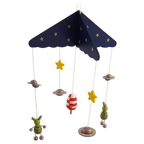 Wooden - Baby mobile - Aliens UFO - 27cm