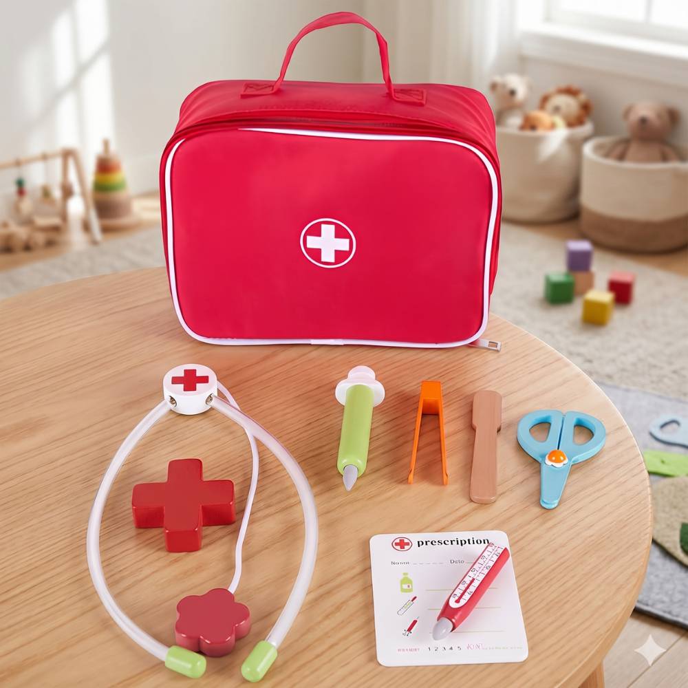 Playwood - Arztkoffer mit Zubehör - 8-teilig - 20 x 6 x 15cm