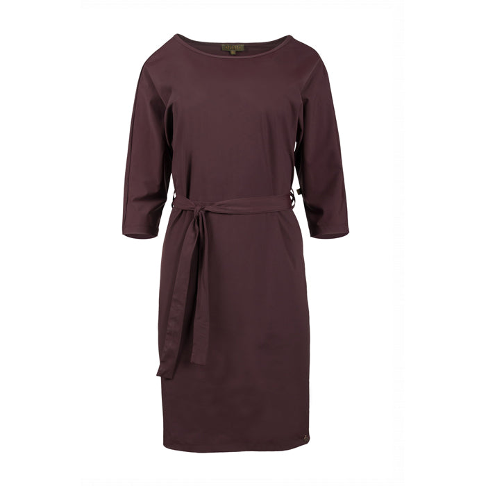 Zusss - Chic dress with a belt - Aubergine