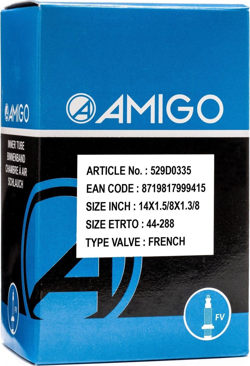 Amigo - Schlauch, französisch, 14x1,5/8x1,3/8