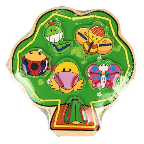 Playwood - Wooden Puzzle Stringing Tree with animals - 23x23cm