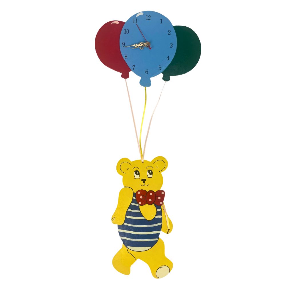 Playwood Wooden Quartz Pendulum Clock – Bear with Balloons – 56 cm