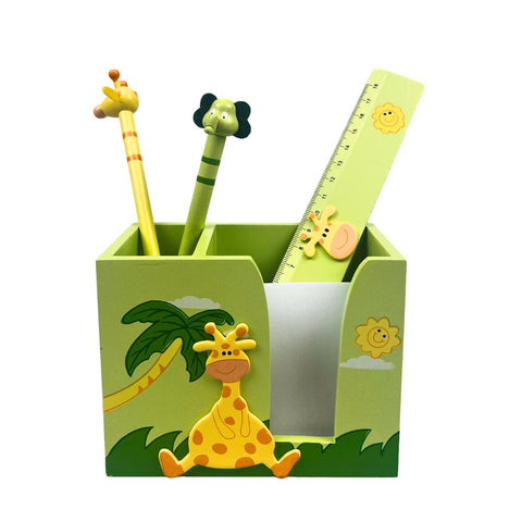 Playwood - Potlooddoos Giraf-Potloden + Liniaal - 12x7x10 cm