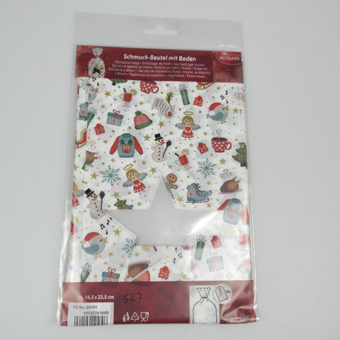 Printed jewellery bag - Advent - approx. 145 x 235 mm , white/colourful