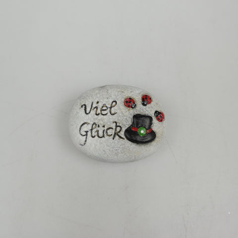 Ceramic decorative stone - Good luck - sort. approx. 6.5 cm gray