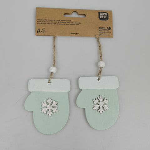Wooden hanger gloves/hat - assorted - approx. 7.5 - 8.5 cm - mint