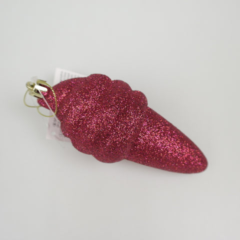 Decoration ice cream cone - glitter - approx. 14 cm - fuchsia