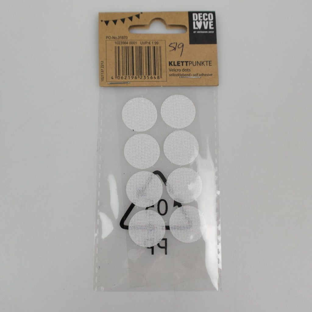Velcro dots self-adhesive - approx. 2.5 cm - white