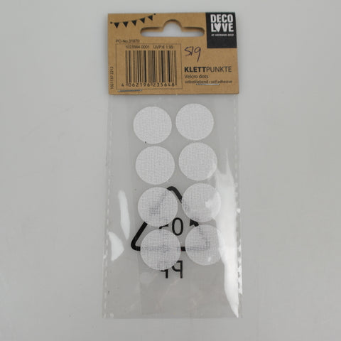 Self-adhesive Velcro dots - approx. 2.5 cm s - white
