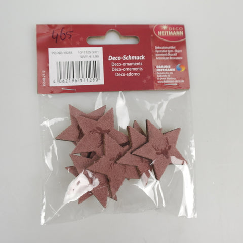 Wooden stars/trees with sk. label - velvet - assorted - approx. 3.5 cm