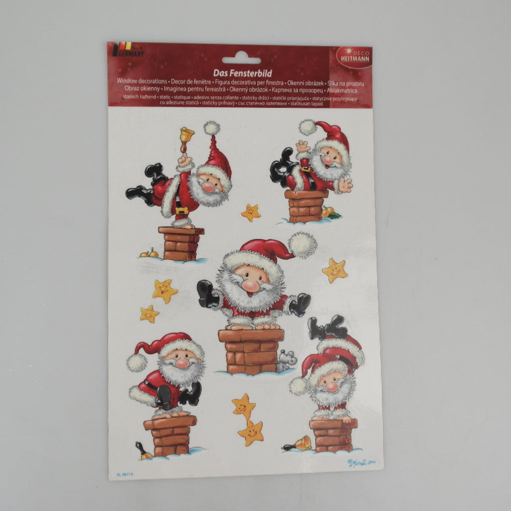 F. adhesive picture - Santa Claus in the fireplace - 21 x 33.5 cm with mica