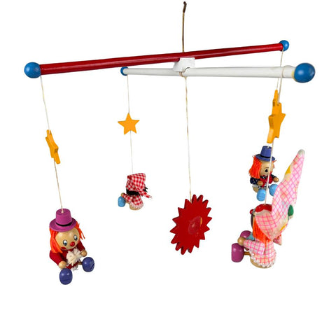 Charl's Toys - Houten Babymobiel met clowntjes - 34 cm