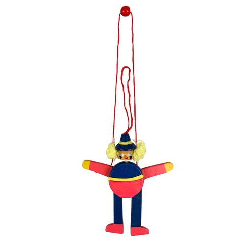 Charls - Decorative wooden clown on a string - 8cm - assorted