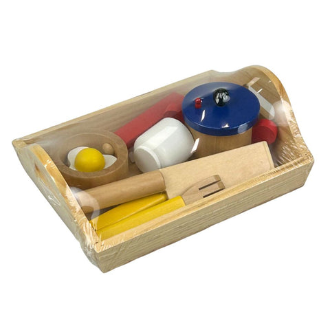 Houten bakset 9-delig met dienblad - 21x15cm