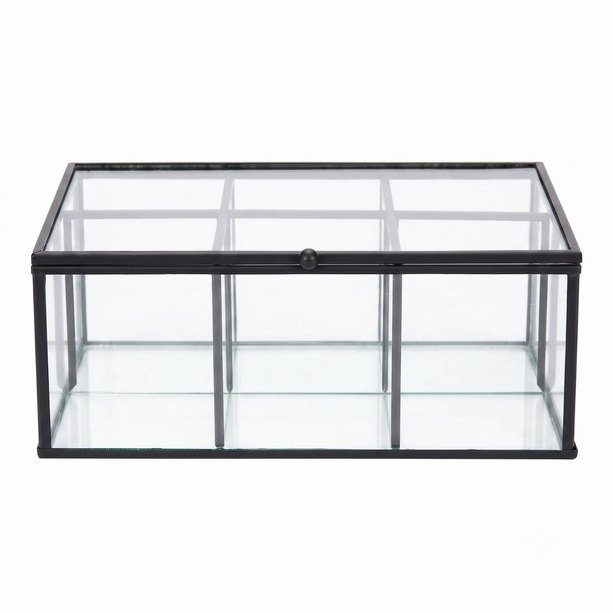 Blokker - Theedoos - Metaal / Glas – 22 x 16 x 9cm - Zwart