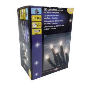 Outdoor LED Christmas lights with 120 lights and timer function - warm white