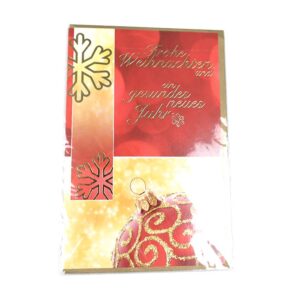Christmas card - 11,50x17,50 cm - yellow/red pendant