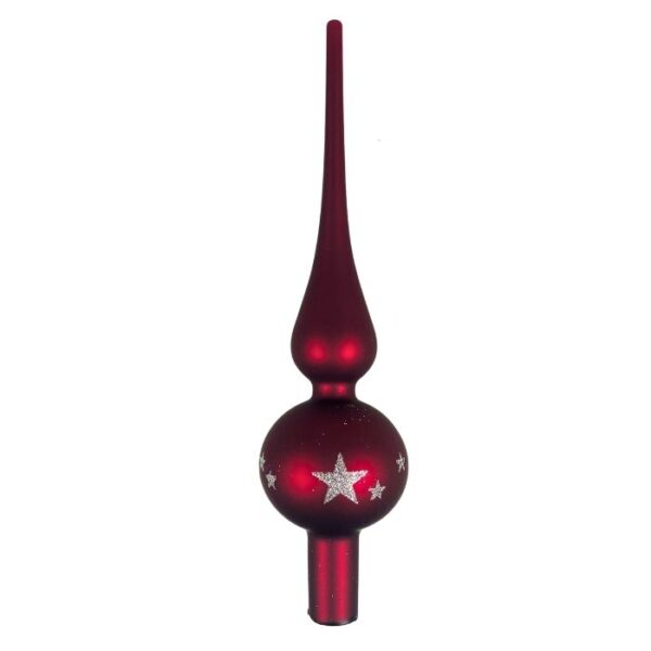 Dekorativer Glasschirm - mattiert mit silbernen Sternen - ca. 245 x 60 mm - bordeaux