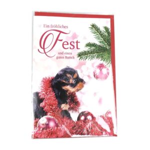 Christmas card - 11,50x17,50 cm - dog/red