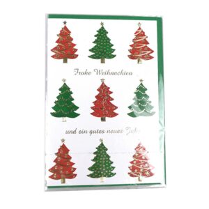 Christmas card - 11,50x17,50 cm - red/green xmas tree