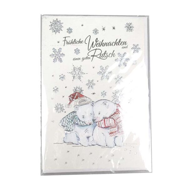 Weihnachtskarte - 11,50x17,50 cm - 2 weiße Bären
