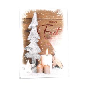 Christmas card - 11,50x17,50 cm - candles/wooden tree
