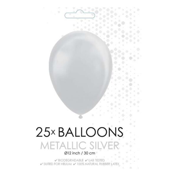 Fiesta - Balloons - 25pcs - metallic silver - Ø 30cm