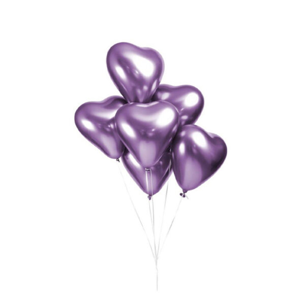 Fiësta - Ballonnen - 6st - hartvormige spiegel paars - Ø30cm - Afbeelding 3