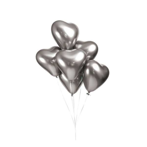 Fiësta - Ballonnen - 6st - hartvormige spiegel space grijs - Ø30cm - Afbeelding 2