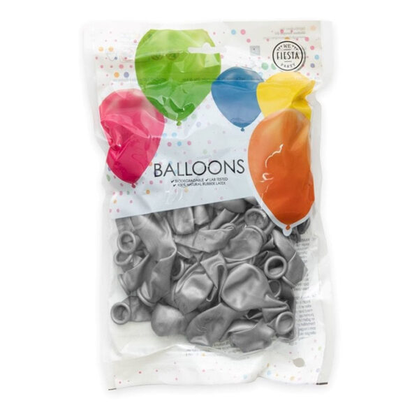 Fiësta - Ballonnen - 100 st - spiegelzilver - Ø12,7cm - Afbeelding 2
