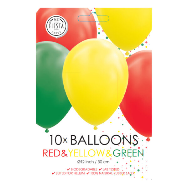 Fiesta - Luftballons - 10Stück - rot+gelb+grün - Ø 30cm