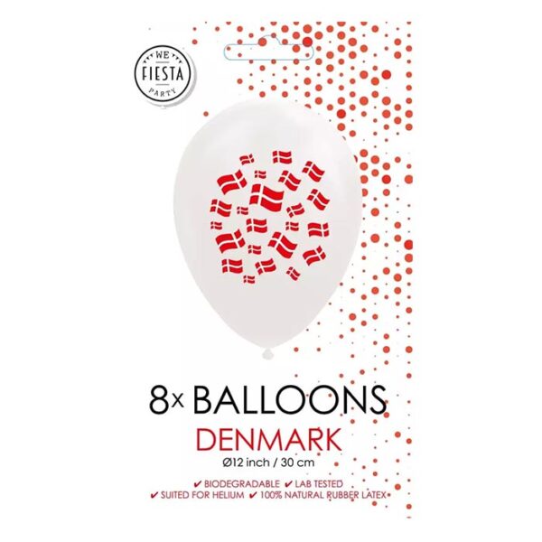 Fiësta - Ballonnen - 8st - Denemarken - Dannebrog - 30cm
