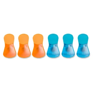 Blokker vershouclips - set van 6 – 3x oranje, 3xblauw