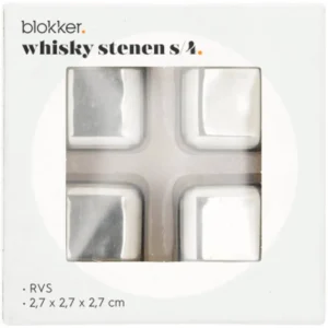 Blokker whisky stones stainless steel - set of 4 (reduced order unit)