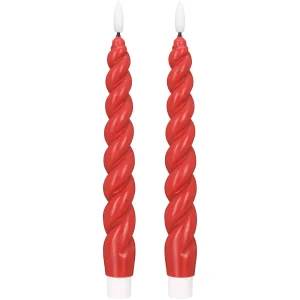 Blokker LED Dinner Candle Swirl - 2.8x25 cm - Bright Red