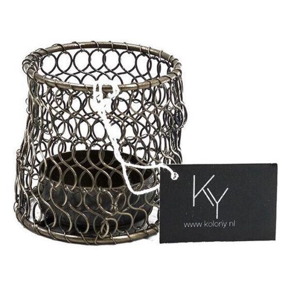 Homebound by Kolony - Tea light holder wire round - 6x6cm - aged copper