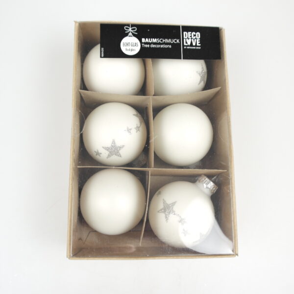 Glass balls, decorated - matt - approx. 5.7 cm white