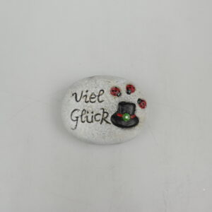 Ceramic decorative stone - Good luck - sort. approx. 6.5 cm gray