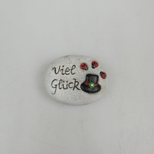 Ceramic decorative stone - Good luck - sort. approx. 6.5 cm gray