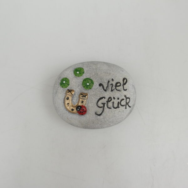 Ceramic decorative stone - Good luck - sort. approx. 6.5 cm gray - Afbeelding 2
