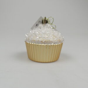 Hanging muffin - approx. 7 x 7 x 7.6 cm - matt gold - glittered white
