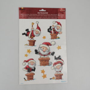 F. Klebebild - Weihnachtsmann im Kamin - 21 x 33,5 cm mit Glimmer