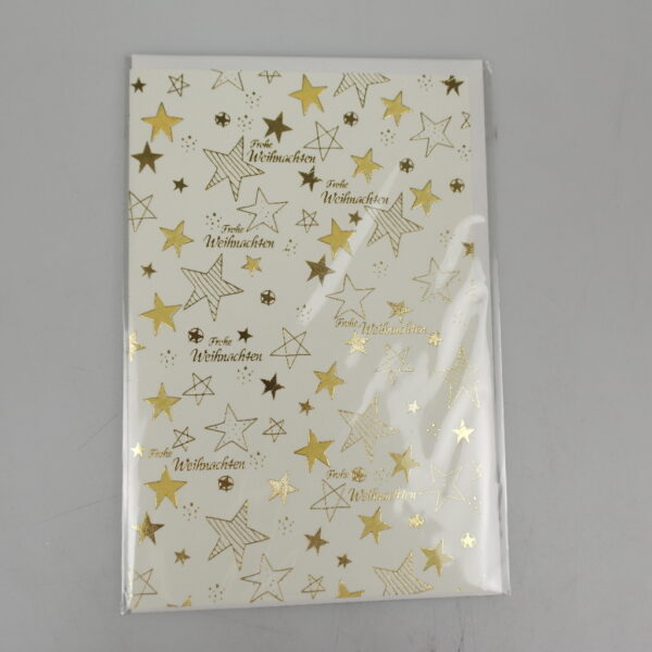 Weihnachtskarte - 11,50x17,50 cm - goldene Sterne