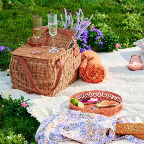 Casa - Nostalgie Picknickmand - 46x33x25cm - Rotan - Afbeelding 4