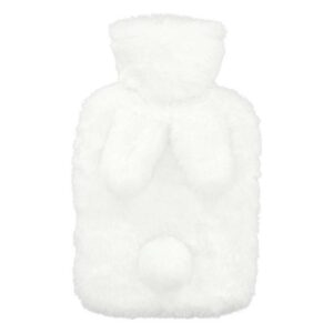 Blokker - Hot water bottle bunny with sleeve - 1L - rubber - white
