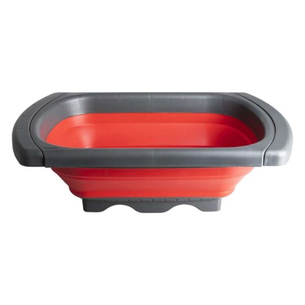 Gusta - Opvouwbaar vergiet - 39 x 26,5 x 5cm - rood/antraciet - bpa-vrij - Afbeelding 2