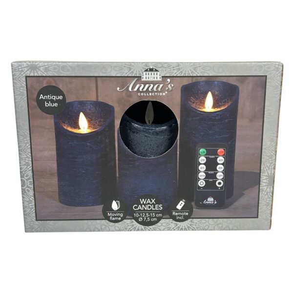 Anna's collection - LED-Wachskerze mit beweglicher Flamme - 3 Kerzen - batteriebetrieben
