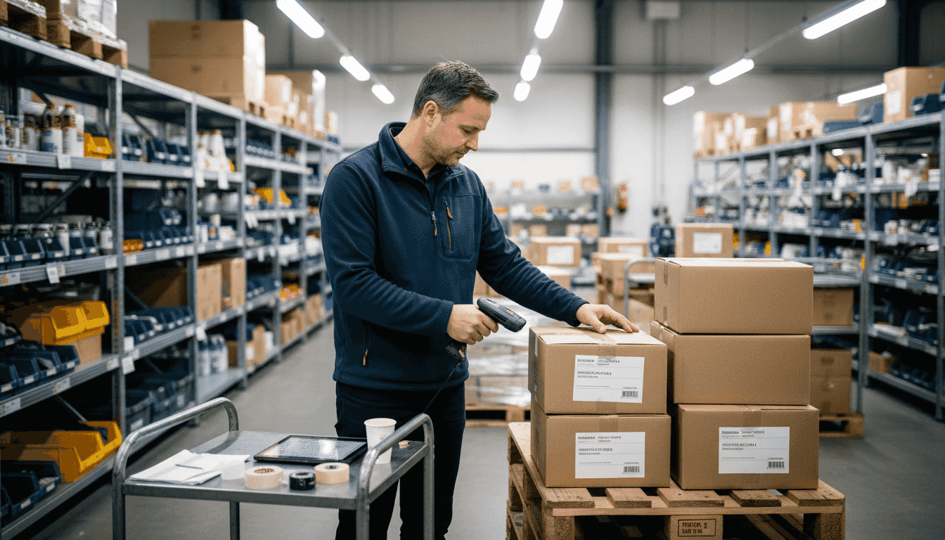 Employee sorts boxes for the handling of residual batches