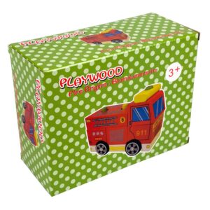 Playwood - Houten demontabele Brandweerauto - 16 x 6,8 x 12,3cm (LxBxH)